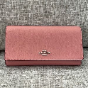 Coach Wallet Trifold Blush/Maroon